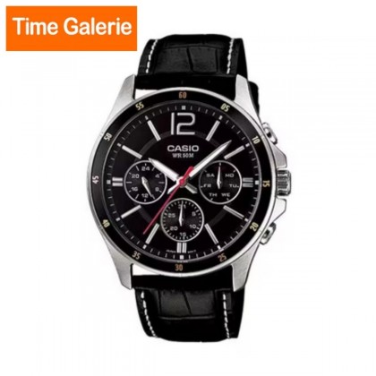 Casio General MTP-1374L-1AV Black Leather Band Men Watch Casio General MTP-1374L-1AV Black Leather Band Men Watch