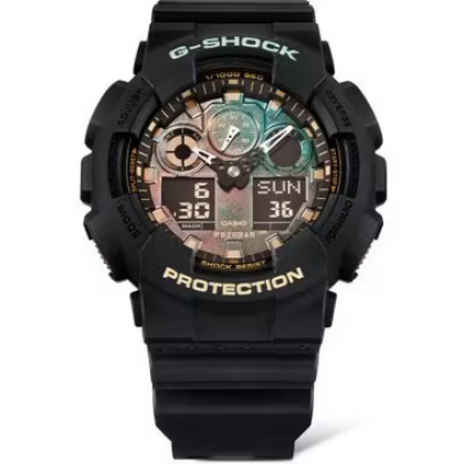 Casio G-Shock Teal and Brown Series GA-100RC-1A Black Resin Band Men Sport Watch