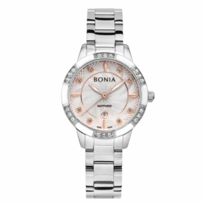 Bonia BNB10740-2317S Full Silver Stainless Steel Strap Analog Women Watch 