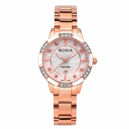 Bonia BNB10740-2517S Full Rose Gold Stainless Steel Strap Analog Women Watch 