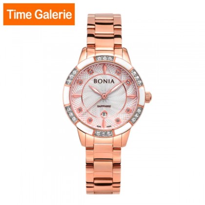 Bonia BNB10740-2517S Full Rose Gold Stainless Steel Strap Analog Women Watch 