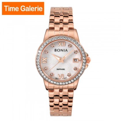 Bonia BNB10741-2513S Full Rose Gold Stainless Steel Strap Analog Women Watch 