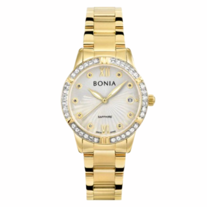 Bonia BNB10742-2217S Full Gold Stainless Steel Strap with White Dial Analog Women Watch Bonia BNB10742-2217S Full Gold Stainless Steel Strap with White Dial Analog Women Watch