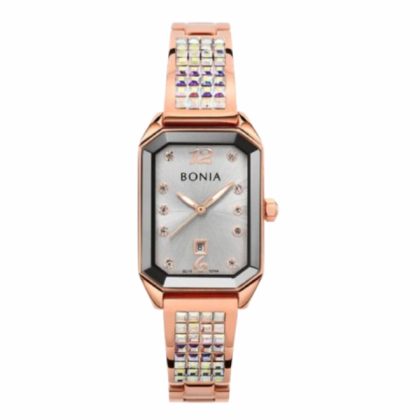 Bonia BNB10744-2515 Rose Gold Stainless Steel Strap with Silver Dial Analog Women Watch Bonia BNB10744-2515 Rose Gold Stainless Steel Strap with Silver Dial Analog Women Watch