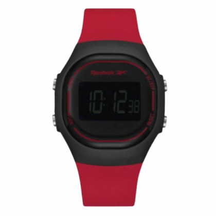 Reebok Fluidity RV-FLD-U9-PBIR-BR Black and Red Silicone with SS Buckle Digital Women Watch Reebok Fluidity RV-FLD-U9-PBIR-BR Black and Red Silicone with SS Buckle Digital Women Watch