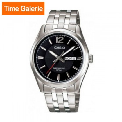 Casio General MTP-1335D-1AV Silver Stainless Steel Band with Black Dial Men Watch