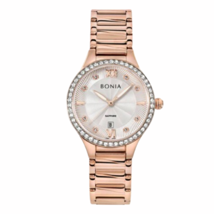 Bonia Japanese Quartz BNB10700-2513s Rose Gold Stainless Steel Strap with Silver Dial Analog Women Watch
