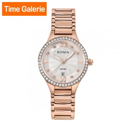 Bonia Japanese Quartz BNB10700-2513s Rose Gold Stainless Steel Strap with Silver Dial Analog Women Watch