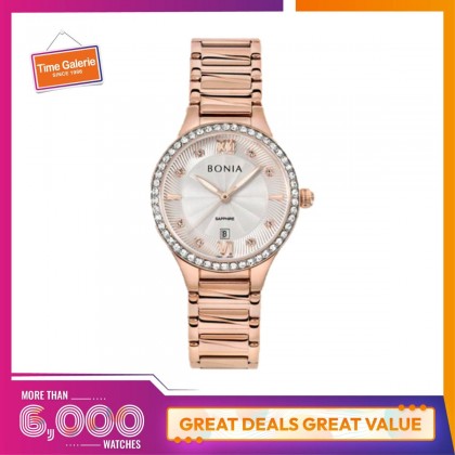 Bonia Japanese Quartz BNB10700-2513s Rose Gold Stainless Steel Strap with Silver Dial Analog Women Watch