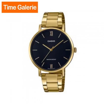 Casio General LTP-VT01G-1B Gold Stainless Steel with Black Dial Analog Women Watch Casio General LTP-VT01G-1B Gold Stainless Steel with Black Dial Analog Women Watch