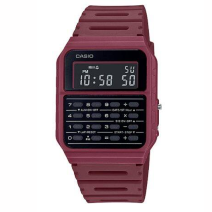 [FREE Casio Calculator] Casio Vintage CA-53WF-4B Red Strap Calculator Men Watch