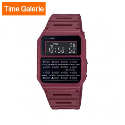 [FREE Casio Calculator] Casio Vintage CA-53WF-4B Red Strap Calculator Men Watch