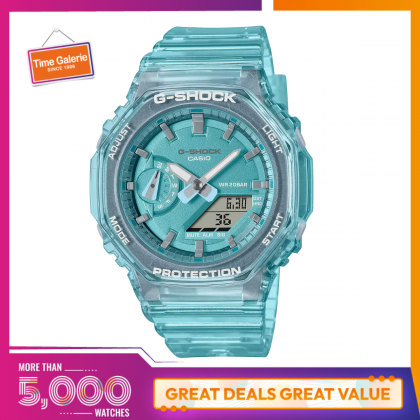 Casio G-Shock GMA-S2100SK-2A Metallic Skeleton Series Crystal Blue Translucent Resin Band Sports Analog-Digital Women Watch