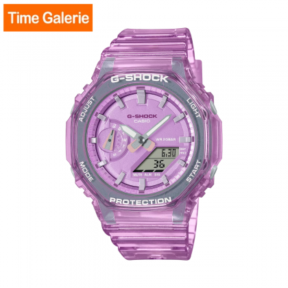 Casio G-Shock GMA-S2100SK-4A Metallic Skeleton Series  Crystal Pink Translucent Resin Band Sports Analog-Digital Women Watch