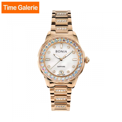 Bonia Cristallo BNB10635-2557S Rose Gold Stainless Steel Strap with White Dial Analog Women Watch