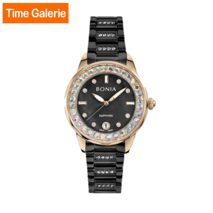 Bonia Cristallo BNB10635-2037S Black Stainless Steel Strap with Blak Dial Analog Women Watch Bonia Cristallo BNB10635-2037S Black Stainless Steel Strap with Blak Dial Analog Women Watch