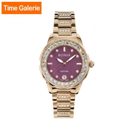 Bonia Cristallo BNB10635-2567S Rose Gold Stainless Steel Strap with Purple Dial Analog Women Watch Bonia Cristallo BNB10635-2567S Rose Gold Stainless Steel Strap with Purple Dial Analog Women Watch