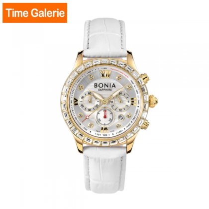 Bonia Women Chronograph BNB10729-2213S White Leather Strap with Silver DIal Analog Watch Bonia Women Chronograph BNB10729-2213S White Leather Strap with Silver DIal Analog Watch