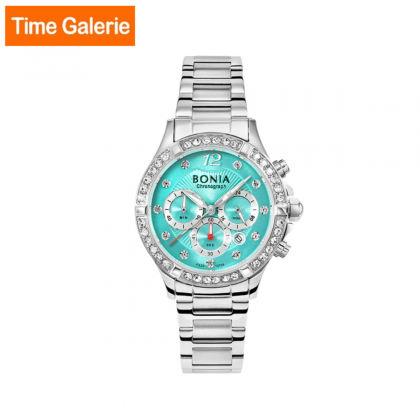Bonia Women Chronograph BNB10705-2385C Silver Stainless Steel Strap with Turquoise Blue DIal Women Watch Bonia Women Chronograph BNB10705-2385C Silver Stainless Steel Strap with Turquoise Blue DIal Women Watch