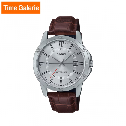 Casio General MTP-V004L-7CU Brown Leather Strap with White Dial Analog Men Watch Casio General MTP-V004L-7CU Brown Leather Strap with White Dial Analog Men Watch