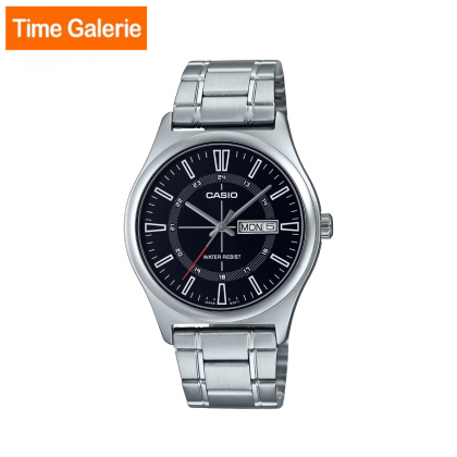 Casio General MTP-V006D-1CU Silver Stainless Steel Strap with Black Dial Analog Men Watch
