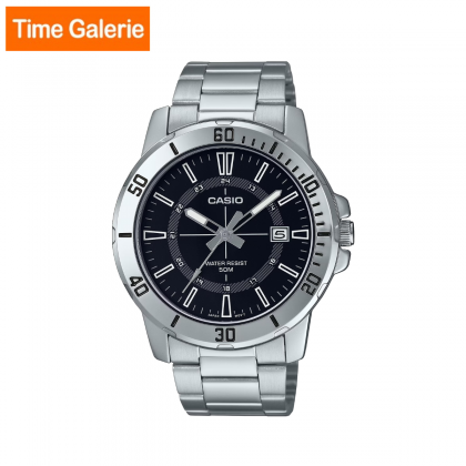 Casio General MTP-VD01D-1CV Silver Stainless Steel Strap with Black Dial Analog Men Watch Casio General MTP-VD01D-1CV Silver Stainless Steel Strap with Black Dial Analog Men Watch
