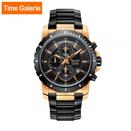 Alexandre Christie Chronograph ALCW6141MCBBRBA Black Gold Stainless Steel Strap Analog Men Watch Alexandre Christie Chronograph ALCW6141MCBBRBA Black Gold Stainless Steel Strap Analog Men Watch