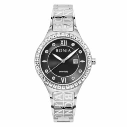 Bonia Women Elegance BNB10757-2337S Silver Stainless Steel Strap with Black Dial Women Watch Bonia Women Elegance BNB10757-2337S Silver Stainless Steel Strap with Black Dial Women Watch