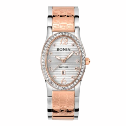 Bonia Monogram BNB10731-2615S Rose Gold Stainless Steel Strap Women Watch