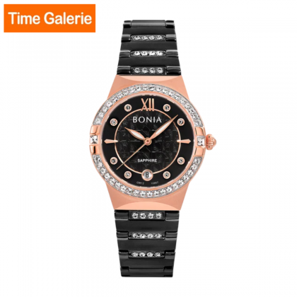 Bonia Cristallo BNB10667-2039S Diamond Bezel with Black Strap Women Watch Bonia Cristallo BNB10667-2039S Diamond Bezel with Black Strap Women Watch