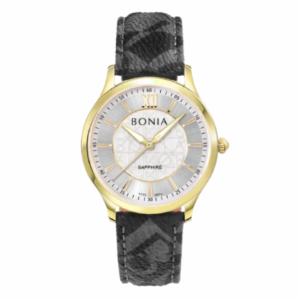 Bonia Monogram BNB10771-1213 Black Monogram Leather Strap Men Watch Bonia Monogram BNB10771-1213 Black Monogram Leather Strap Men Watch