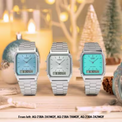 Casio Vintage AQ-230A-7A Silver Stainless Steel Band Men Watch / Women Watch Casio Vintage AQ-230A-7A Silver Stainless Steel Band Men Watch / Women Watch