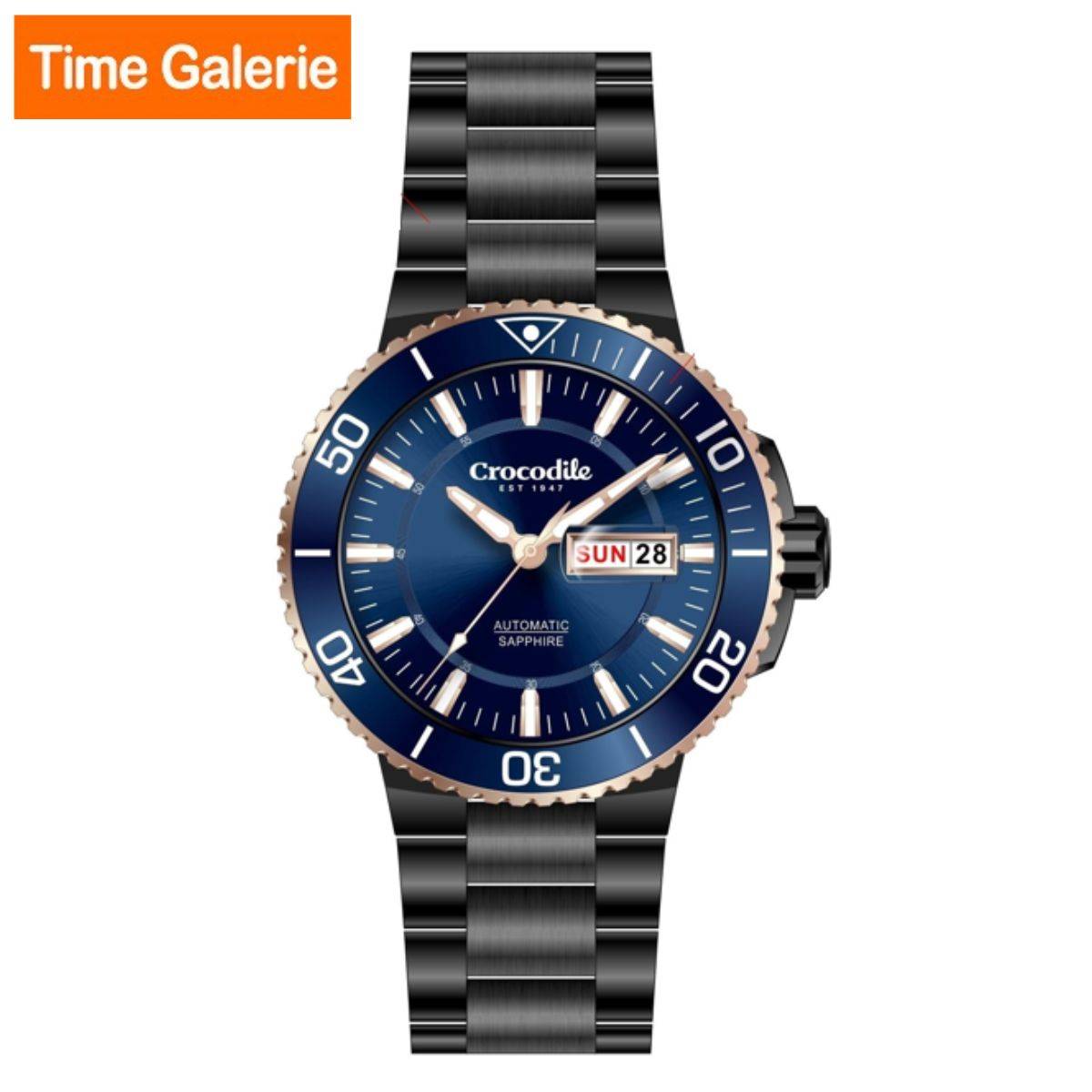 Crocodile Ceramic Stainless Steel Case Black Strap