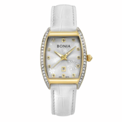 Bonia Snow Flakes Pattern BNB10773-2217S White Leather Strap Women Watch Bonia Snow Flakes Pattern BNB10773-2217S White Leather Strap Women Watch