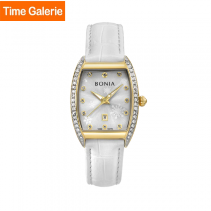Bonia Snow Flakes Pattern BNB10773-2217S White Leather Strap Women Watch Bonia Snow Flakes Pattern BNB10773-2217S White Leather Strap Women Watch