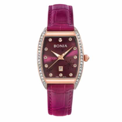 Bonia Snow Flakes Pattern BNB10773-2567S Purple Leather Strap Women Watch Bonia Snow Flakes Pattern BNB10773-2567S Purple Leather Strap Women Watch