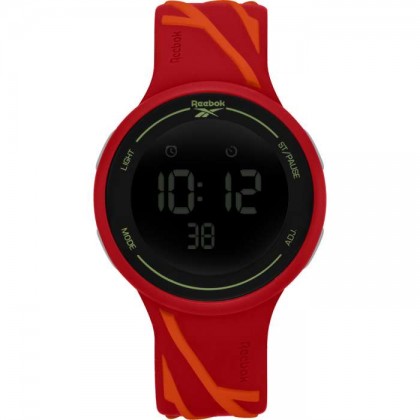 Reebok RV-ELI-G9-PRIR-BB Black Grey Dial Red and Orange Silicone Watch Strap Digital Men Watch