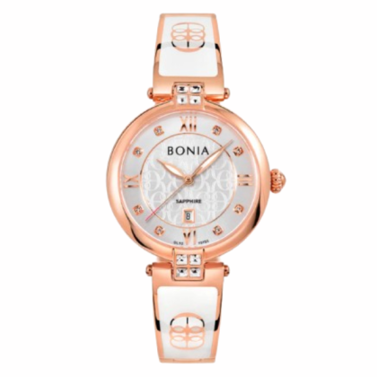 Bonia La Luna BNB10755-2517S White Stainless Steel Strap Women Watch