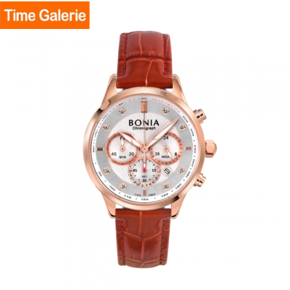 Bonia Chronograph BNB10802-2517C Three Eyes Red Leather Strap Women Watch Bonia Chronograph BNB10802-2517C Three Eyes Red Leather Strap Women Watch