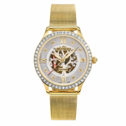 Bonia BNB10794-2213S Mia Floral Stainless Steel Strap/White Dial Women Watch Bonia BNB10794-2213S Mia Floral Stainless Steel Strap/White Dial Women Watch