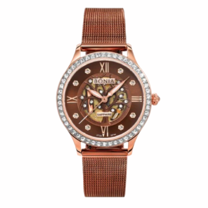 Bonia BNB10794-2043S Mia Floral Stainless Steel Strap/Brown Dial Women Watch