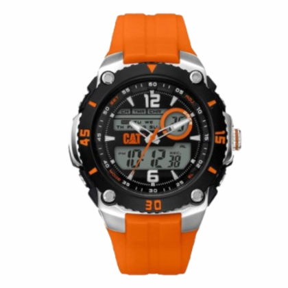 CAT SPORTICA ME-145-28-138 DIGITAL AND ANALOG BLACK ORANGE DIAL ORANGE PU STRAP MEN WATCH