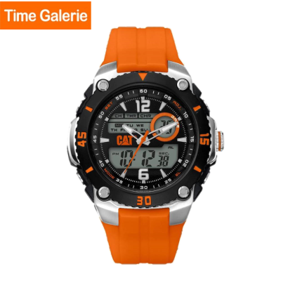 CAT SPORTICA ME-145-28-138 DIGITAL AND ANALOG BLACK ORANGE DIAL ORANGE PU STRAP MEN WATCH