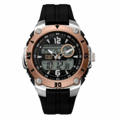 CAT SPORTICA ME-195-21-139 DIGITAL AND ANALOG BLACK ROSE GOLD DIAL BLACK PU STRAP MEN WATCH