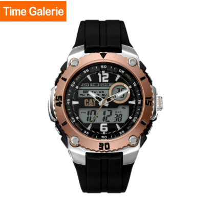 CAT SPORTICA ME-195-21-139 DIGITAL AND ANALOG BLACK ROSE GOLD DIAL BLACK PU STRAP MEN WATCH