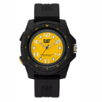 CAT Aperture LP-160-21-737 Yellow Dial Black Silicone Analog Watch | 3 Hand Movement | 45MM | 2Y Warranty