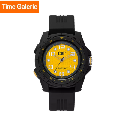 CAT Aperture LP-160-21-737 Yellow Dial Black Silicone Analog Watch | 3 Hand Movement | 45MM | 2Y Warranty