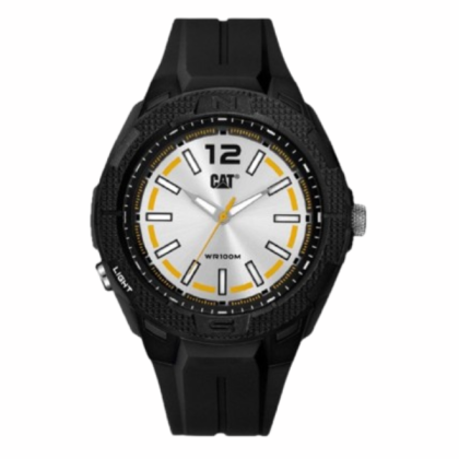 CAT Phoenix P9-160-21-227 Silver Yellow Dial Black Rubber Strap Analog Men Watch