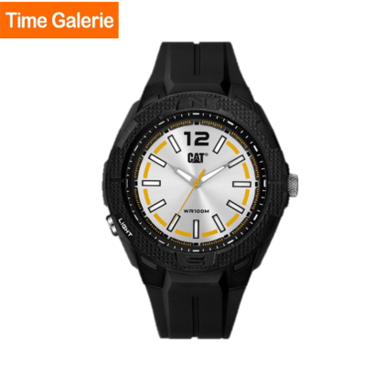 CAT Phoenix P9-160-21-227 Silver Yellow Dial Black Rubber Strap Analog Men Watch
