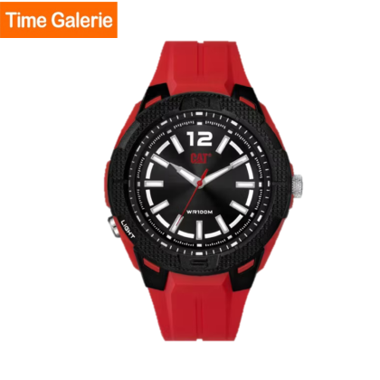 CAT Phoenix P9-160-28-121 Black Red Dial Red Rubber Strap Analog Men Watch